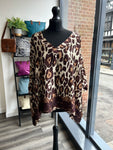 V Neck Animal Print Satin Top