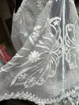 Embroidered Batwing Blouse - White