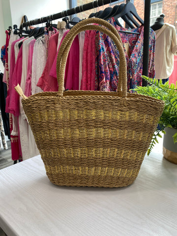Straw Basket Bag - Neutral/Gold