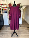 Needlecord Smock Dress - Berry