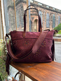 Faux Suede Tassel Bag - Burgundy