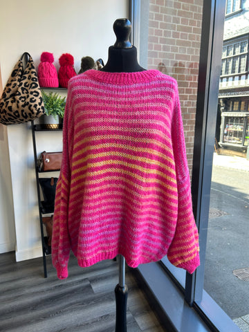 Slouchy Knit Jumper - Hot Pink