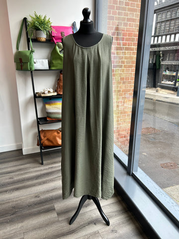 Sleeveless Trapeze Dress - Khaki