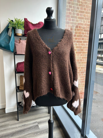 Slouchy Heart Cardigan - Chocolate