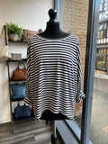 Striped Scooped Hem Jersey Top