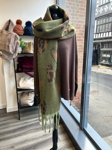 Chunky Heart Scarf - Khaki