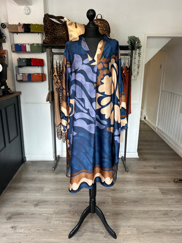 Satin Dress - Navy