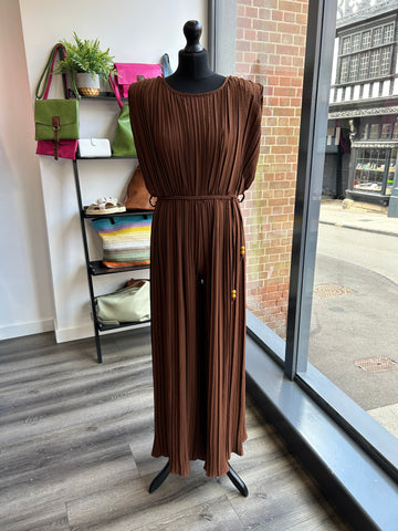 Pleated Jumpsuit - Chocolate