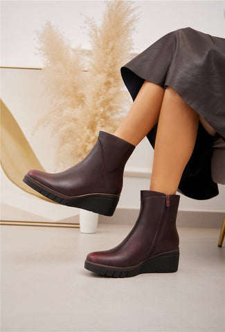 Wedge Boots - Burgundy