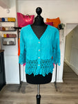 Short Embroidered Button Down Top