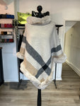 Faux Fur Poncho - Stone