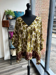 V Neck Animal Print Satin Top