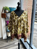 V Neck Animal Print Satin Top