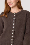 Frill Hem Cardigan - Chocolate
