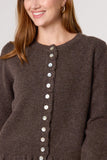 Frill Hem Cardigan - Chocolate