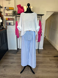 Wide Leg Striped Trousers