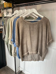 Linen Blend Frayed Edge Top