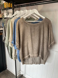 Linen Blend Frayed Edge Top