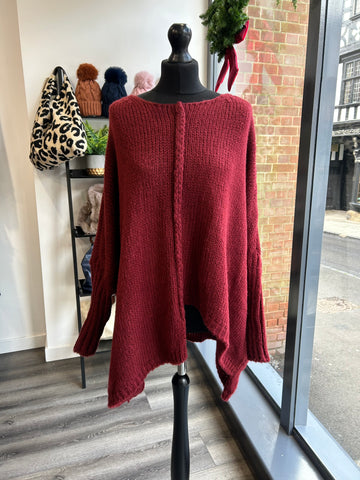 Oversize Knit Jumper - Wine