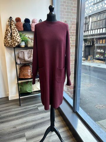 2 Pocket Knit Dress - Wine