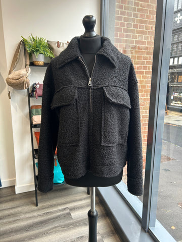 Boucle Zipped Jacket - Black