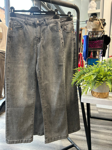 Wide Leg Grey Denim Jeans