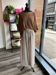 Linen Striped Wide Leg Trousers
