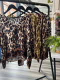 V Neck Animal Print Satin Top