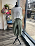 Linen Blend Balloon Leg Trousers
