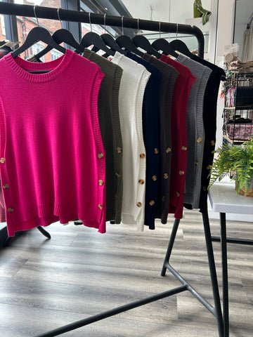 Longline Side Button Tank Top