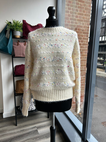 Speckled Fluffy Knit Jumper - Cream