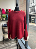 Bow Sleeve Wool Blend Jumper - Wine
