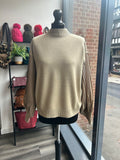 Pleat Sleeve High Neck Jumper