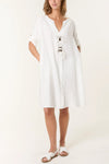 V Neck Dress - White