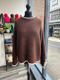 Bow Sleeve Wool Blend Jumper - Chocolate