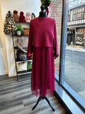 2in1 Pleated Dress - Berry