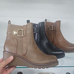 Wedge Ankle Boots - Tan