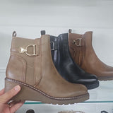 Wedge Ankle Boots - Tan
