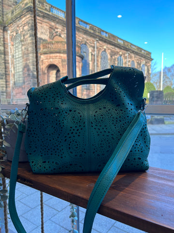 2in1 Crossbody Perforated Bag - Teal