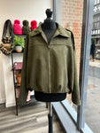 Faux Suede Jacket - Khaki