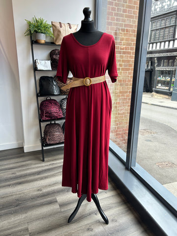 Wide Leg Jersey Jumpsuit - Wine