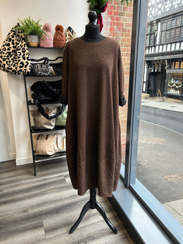 Sweatshirt Cocoon Dress - Chocolate