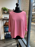 Striped Scooped Hem Jersey Top