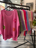 Dipped Back Floral Waffle Knit - 10 Colours