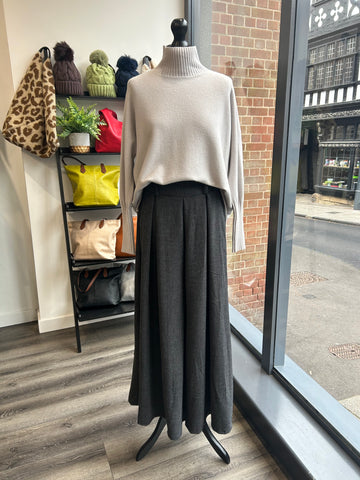 Super Wide Box Pleat Trousers - Charcoal