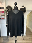 V Neck Sparkle Button Knit Jumper