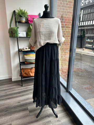 Cotton Maxi Skirt - Black