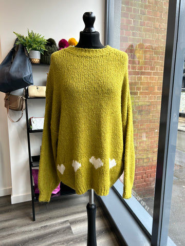 Slouchy Heart Jumper - Pistachio