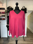 V Neck Sparkle Button Knit Jumper