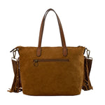 Faux Suede Tassel Bag - Tan